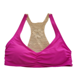 Aerie Pink & Cream Crocheted Bikini Top Sz S